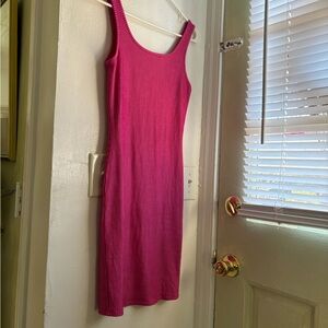 Sleeveless Ribbed Magenta Bodycon Dress